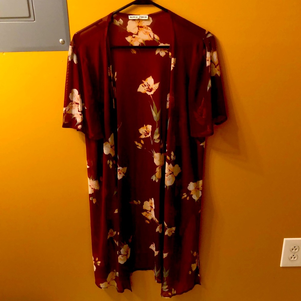 Brand moral fiber, burgundy sheer cover up size L